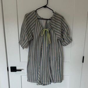 Striped Blue and Beige Romper